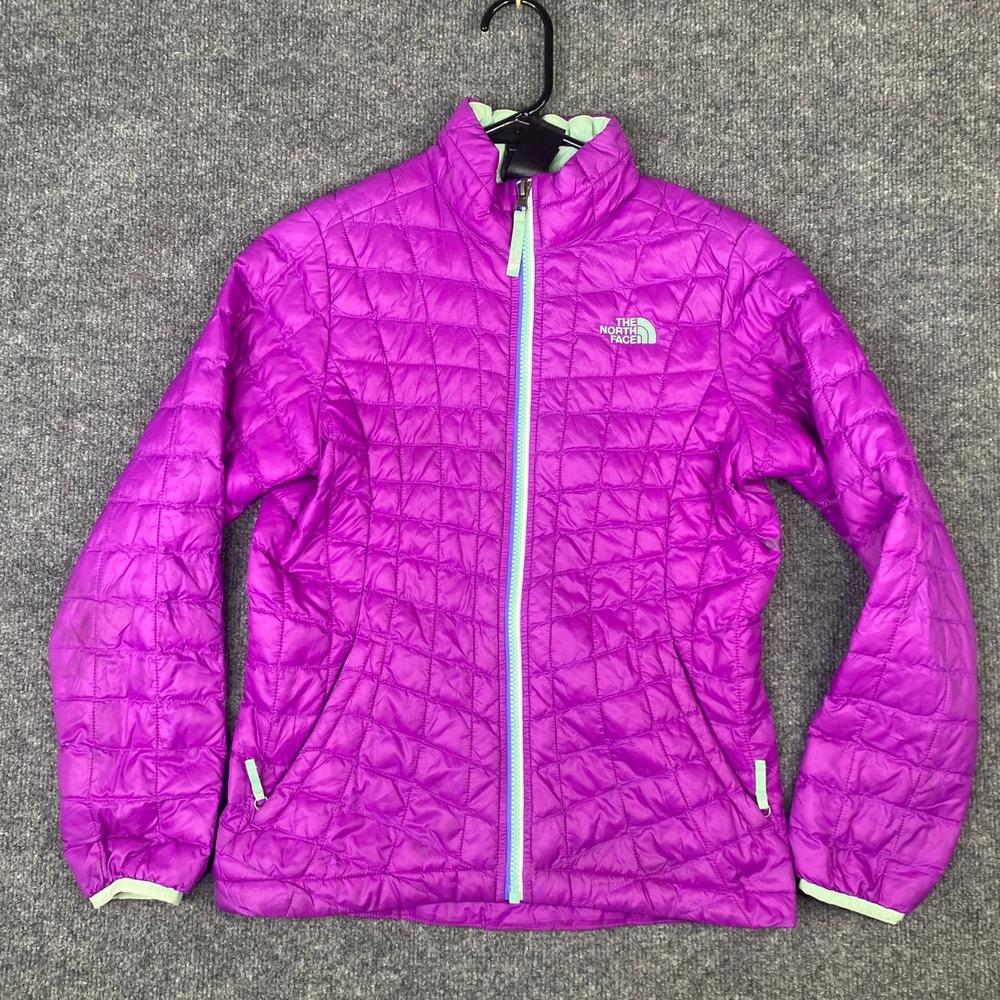The North Face Girls Purple Thermoball Eco Quilted Puffer Jacket Size M 10/12